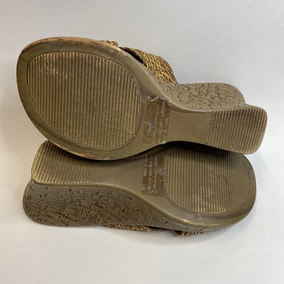 Bongo Womens Platform Sandals Daring SZ 7.5 Wedge Heel Tan Brown Basketweave - Picture 7 of 11